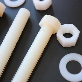 5x Natural Colour Nylon, Hex Head, M12 x 100mm, Plastic Nuts and Bolts, Washers, Hexagon, Nylon, 15/32 x 3 15/16