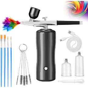 Airbrush with Compressor Portable Dual Action Airbrush Kit Nail Airbrush Machine Cordless Airbrush Gun Air Brush Airbrush Set Wireless Auto Handheld Airbrush Gun (Black)