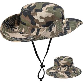 Camouflage Fishing Sun Hat for Kids - Wide Brim Summer Beach Outdoor UV Protection Cap