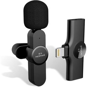 ميكروفون Norwii اللاسلكي Lavalier لأجهزة iPhone iPad، ميكروفون ذكي يعمل بالتوصيل للتسجيل، ميكروفون ذو طوق صغير للمزامنة التلقائية لليوتيوب، TikTok، Facebook Live Stream Vlog in Kuwait