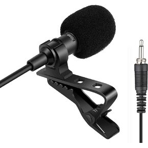 Lavalier Microphone Lapel Microphone Compatible with Wireless Transmitter - Unidirectional Condenser Mic - 3.5mm Screw Lock Plug