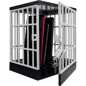 Cell Phone Jail Lock Box, Gold Mobile Phones Prison Lockable Cage for Classroom Family Time Party