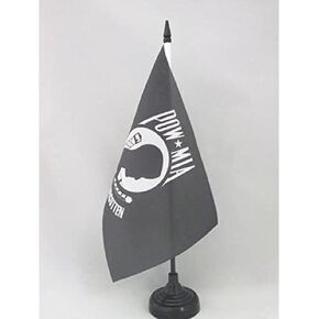 AZ FLAG USA Pow Mia Remember Table Flag 5'' x 8'' - US - American Army Desk Flag 21 x 14 cm - Black Plastic Stick and Base