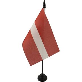 AZ FLAG Latvia Table Flag 4'' x 6'' - Latvian Desk Flag 15 x 10 cm - Black Plastic Stick and Base