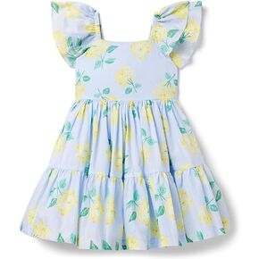 Janie and Jack Girls Windowpane Floral Dress (Toddler/Little Big Kids)