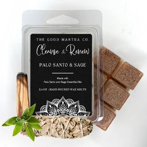 | Cleanse & Renew Wax Melt | Palo Santo & Sage | Energy Cleansing | Positive Vibes & Blessings | Spiritual Aromatheraphy