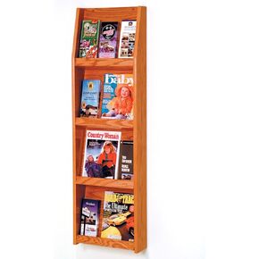 Wooden Mallet Slope 12-Pocket Literature Display, Medium Oak