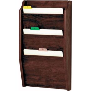 Wooden Mallet 3-Pocket File Holder, Letter Size, Light Oak