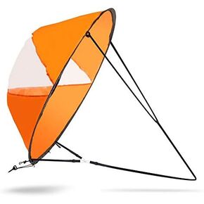 Wind Sail, PVC Foldable Board Wind Sail Wind Paddle with Transparent Window for Kayak Canoes Inflatables Boats (Orange)