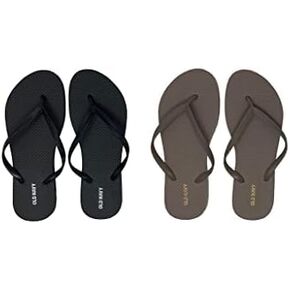 صنادل فليب فلوب كاجوال للسيدات للشاطئ من Old Navy (7 شباشب رمادي داكن FF وأسود فليب فلوب) مع غطاء غبار in Kuwait