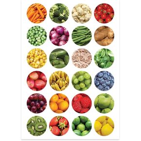 Hygloss Vegetable Stickers for Learning About Nutrition-Perfect for Arts, Crafts, Classroom & Much More-17 Self-Adhesive per Sheet-25, 25 Sheets, Fruit Shapes