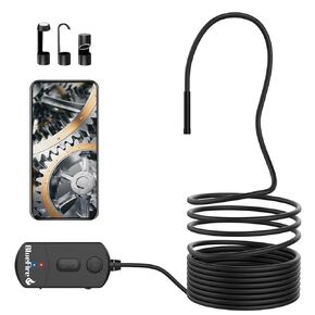 Upgraded 1080P 5.5mm Semi-Rigid Inspection Camera, 2 MP HD WiFi Borescope Snake Camera, Zoomable Focus 1800mA Battery Wireless Endoscope for Android and iOS Smartphone, Tablet (4.9FT)