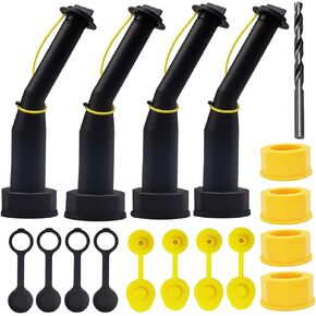Gas Can Spout Replacement Old Style with Flexible Pour Nozzle Coarse and Fine Thread Screw Collar Caps Vent Cap Drill Compatible with Most of Older Fuel Tank Water Jugs Pack of 4