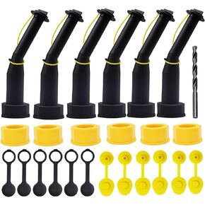 Gas Can Spout Replacement Universal Kit Leakproof Angle Nozzles Gasket Filter Screen Vent Cap Drill Bit for Old Style Gas Can Compatible with Midwest Blitz Gott Rubbermaind Essence Scepter (6black)