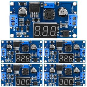 LM2596S Adjustable DC-DC Buck Converter Reduced Voltage Regulator Power Module 36V 24V 12V to 5V 2A Voltage Stabilizer with Digital Voltmeter Display (5 Pack)