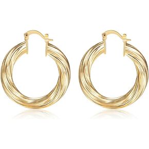 LANG XUAN 18K Gold Plated Hoop Earrings for women Trendy Twisted Huggie Hoops Earrings Lightweight Large Chunky Earrings 925 Sterling Silver Boho Jewelry for Teen Girls Gift