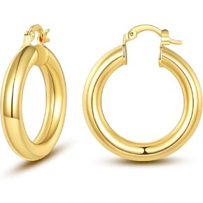 LANG XUAN 18K Gold Plated Hoop Earrings for women Trendy Twisted Huggie Hoops Earrings Lightweight Large Chunky Earrings 925 Sterling Silver Boho Jewelry for Teen Girls Gift