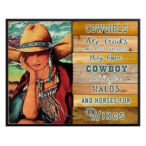 Western Wall Decor for Women - Boho-chic Country Decor - Cowgirl Wall Art Christian Gifts - Farmhouse Wall Decor for Teen Girls - Cute Horse Wall Art for Rustic Bathroom Decor - Religious Wall Art