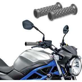 Motorcycle Handlebar Grips, 22MM 24MM Rubber Handle Grips, Comfort Non Slip Hand Handlebar Grip, Handlebar Grips Soft Rubber Motorcycle Grip Universal for Motorcycle Dirt Motocross, Bike (Black)