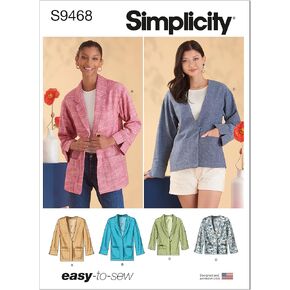 Simplicity Misses' Jacket Sewing Pattern Kit, Code S9468, Sizes 16-18-20-22-24, Multicolor