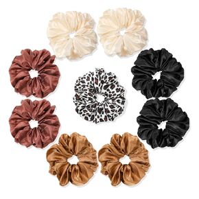 16 Pcs Scrunchies for Women - Black Satin Silk Scrunchies for Girls Hair Ties Elastics Bands Ponytail Holder Hair Accessories