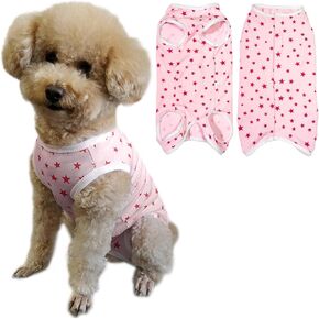 Dog's Recovery Suit Post Surgery Shirt for Puppy, Small Dog Surgical Recovery Suit for Male and Female Dogs,Dog Onesie After Surgery(Pink Stars-XXS)