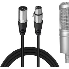 Geekria for Creators XLR Male to XLR Female Microphone Cable 10 ft / 3 M, Compatible with Audio-Technica ATH AT2020, AT2035, AT2021, AT2040, AT2005USB, ATR1500x Balanced Mic Cord (Black)