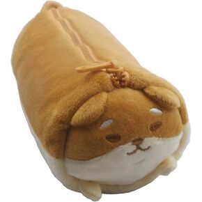 Plush Animal Stationery Cartoon Cute Dog Pencil Case for Women and Cosmetic Bag for Purse 1 Pack Corgi Brown