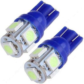 HERIS 2pcs Blue Extremely Bright LED Bulbs 5-5050-SMD Dome Map Cargo Trunk Door Doorstep Courtesy License Plate Side Marker Light Lamp Wedge T10 W5W 2825 158 192 168 194 12V DC