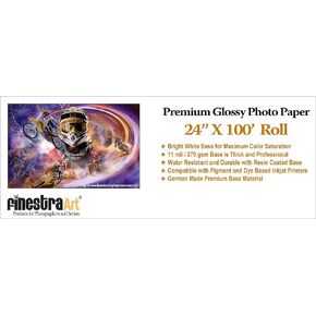 24" X 100' Premium Glossy Inkjet Photo Paper - Roll 3 INCH CORE