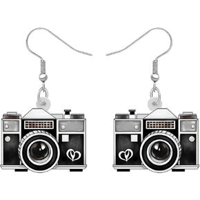 Acrylic Retro Vintage Camera Earrings Television Dangle Drop Nostalgic Jewelry for Women Girls Kids Charms 80S 90S Gifts