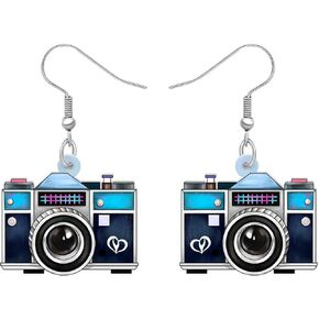 Acrylic Retro Vintage Camera Earrings Television Dangle Drop Nostalgic Jewelry for Women Girls Kids Charms 80S 90S Gifts in Saudi Arabia