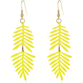 Boho Long Leaf Feather Pendant Dangle Earring Jewelry Gifts for Women Girls