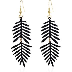 Boho Long Leaf Feather Pendant Dangle Earring Jewelry Gifts for Women Girls