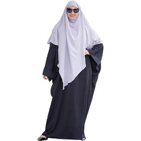 FYMNSI Women's 2 Layers Hijab Muslim Islamic Khimar Head Wrap Scarf Solid Color Modest Prayer Shawl Hijabs for Ramadan Eid