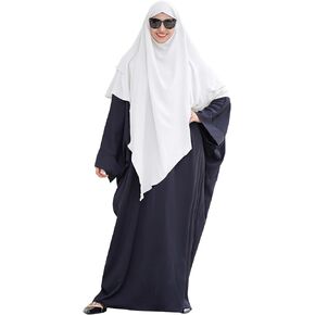 FYMNSI المرأة 2 طبقات الحجاب الإسلامي الإسلامي Khimar وشاح التفاف الرأس بلون متواضع شال الصلاة الحجاب لعيد رمضان