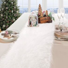 yuboo Blush Pink Table Runner Fur, Fluffy Dresser Runner for Bedroom Dresser Cover Top Nightstand Cover Spring Home Decor 12 x 36 inches