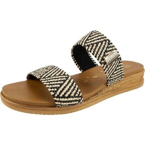 ITALIAN Shoemakers Women's Navya Slide Wedge Double Band Sandal for Women