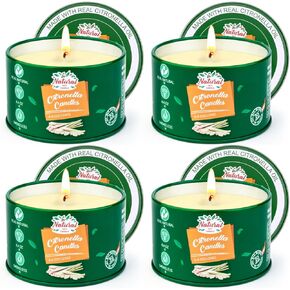 Citronella Candles Outdoor, 4 * 4.4 oz Natural Soy Wax Bulk Summer Candles for Patio Yard Home, 100 Hours Long Lasting Burning Outdoor Candles for Garden Balcony Party Hiking Camping Patio BBQ