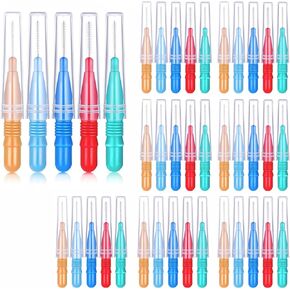 50 Pcs Interdental Brushes 4 Sizes, Dental Soft Toothpicks Braces Brushes Go Between Teeth Gum，Oral Hygiene Slim Brushes Cleaning Tool