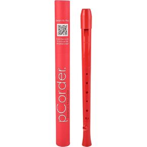 pInstrument pCorder Plastic Soprano Recorder | Superior Sound Standard and Easy to Clean | Music Recorder Instrument for Beginners | Kids Flute Recorder | Musical Recorder with Cardboard Case | Red