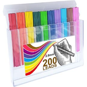 Tikpen 200pcs Colored Lead Pencils 2.0 mm Mechanical Pencil Lead 10 Unique colored pencils lead Art Supplies for Drawing Sketching Adult Coloring