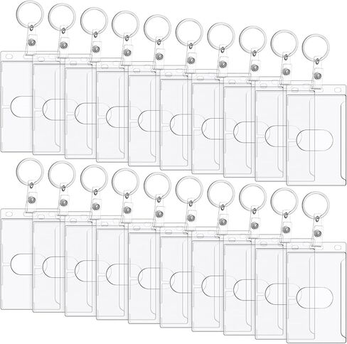 Marspark 5 Pack Keychain Card Holder Plastic Heavy Duty Badge Holder Vertical Clear ID Card Holder with Keyring, Rigid Fuel Card Protector with Thumb Slot Secure Credit Card Protector Case in Saudi Arabia