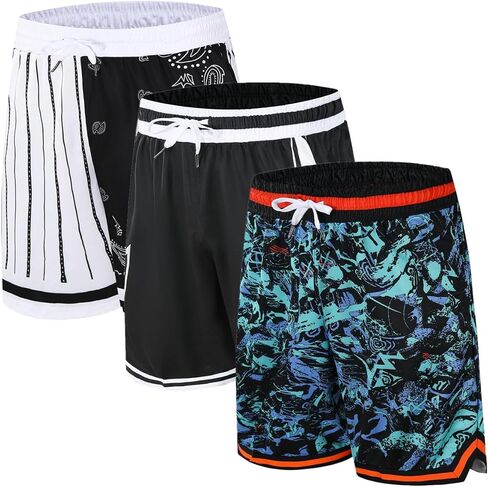 Mens Basketball Athletic Shorts with Zip Pockets Mesh Workout Active Performance Gym Shorts in Kuwait
