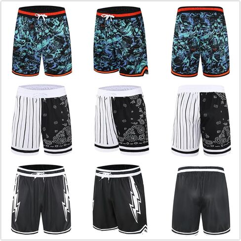 Mens Basketball Athletic Shorts with Zip Pockets Mesh Workout Active Performance Gym Shorts in Kuwait