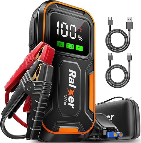 1600A Peak 15200mAh Portable Jump Starter، حزمة بطارية Jump Starter (ما يصل إلى 7.5 لتر غاز أو 6.0 لتر محرك ديزل)، بطارية 12 فولت مع نوع C-C PD60W (الإدخال/الإخراج) وشاشة LED in Kuwait