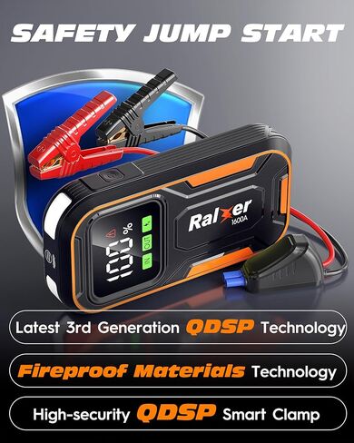 1600A Peak 15200mAh Portable Jump Starter، حزمة بطارية Jump Starter (ما يصل إلى 7.5 لتر غاز أو 6.0 لتر محرك ديزل)، بطارية 12 فولت مع نوع C-C PD60W (الإدخال/الإخراج) وشاشة LED in Kuwait