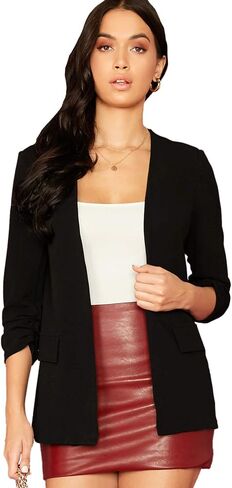 Milumia Women's Elegant Open Front Office Work Blazer Long Sleeve Solid Jacket in Saudi Arabia