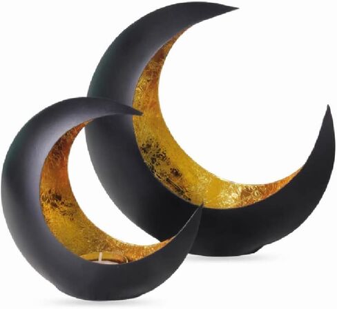 Set of 2 Crescent Moon Tea Light Candle Holders - Elegant Candle Holders for Wedding Table Centerpieces, Home Decoration in Living and Dining Rooms - Ideal for Housewarming Gifts in Saudi Arabia