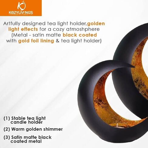 Set of 2 Crescent Moon Tea Light Candle Holders - Elegant Candle Holders for Wedding Table Centerpieces, Home Decoration in Living and Dining Rooms - Ideal for Housewarming Gifts in Saudi Arabia